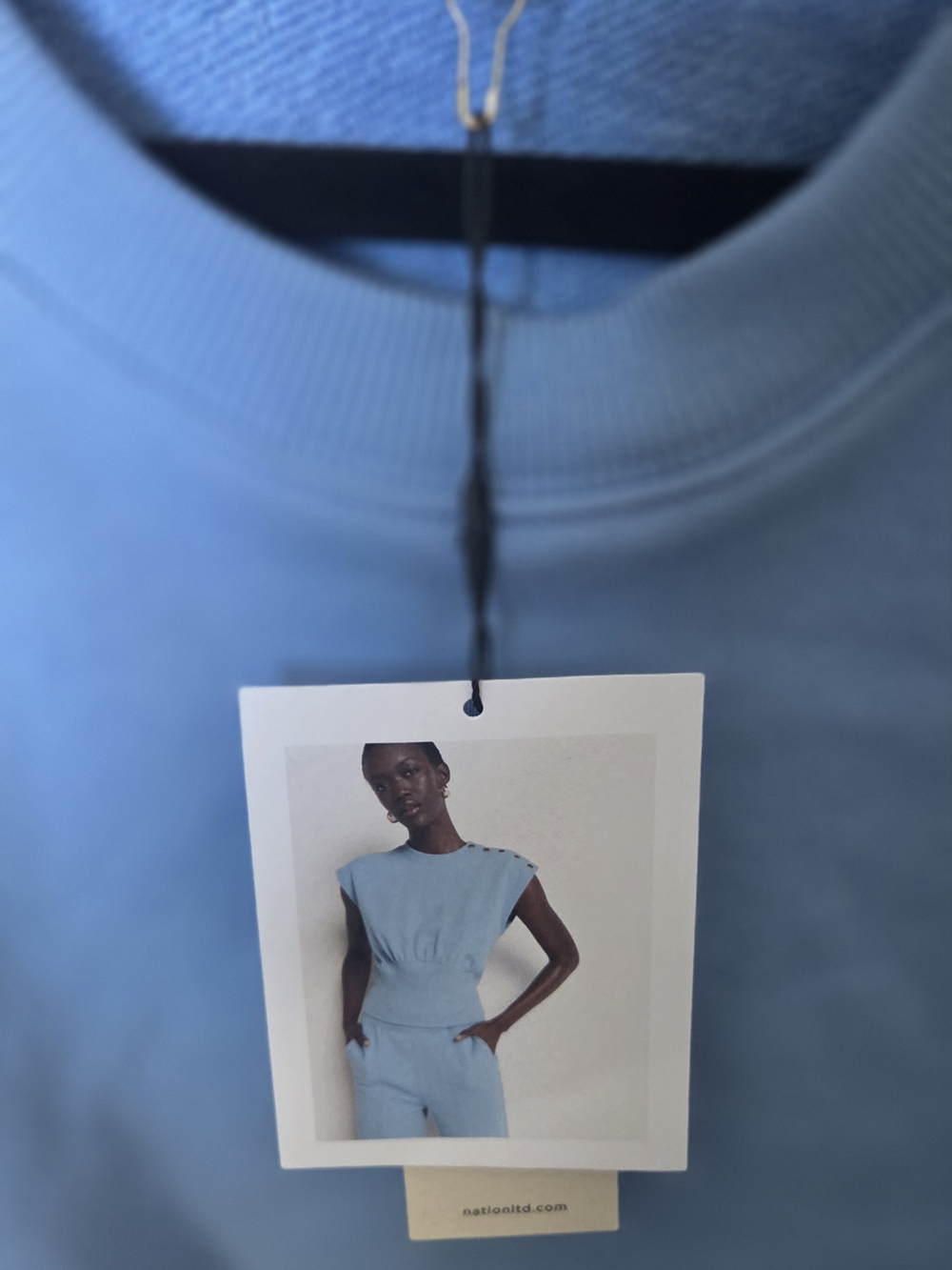 Nations LA Sleeveless Blue Knit Sweatshirt with SNAP Shoulder 158 RETAIL CURRENT - Picture 6 of 7